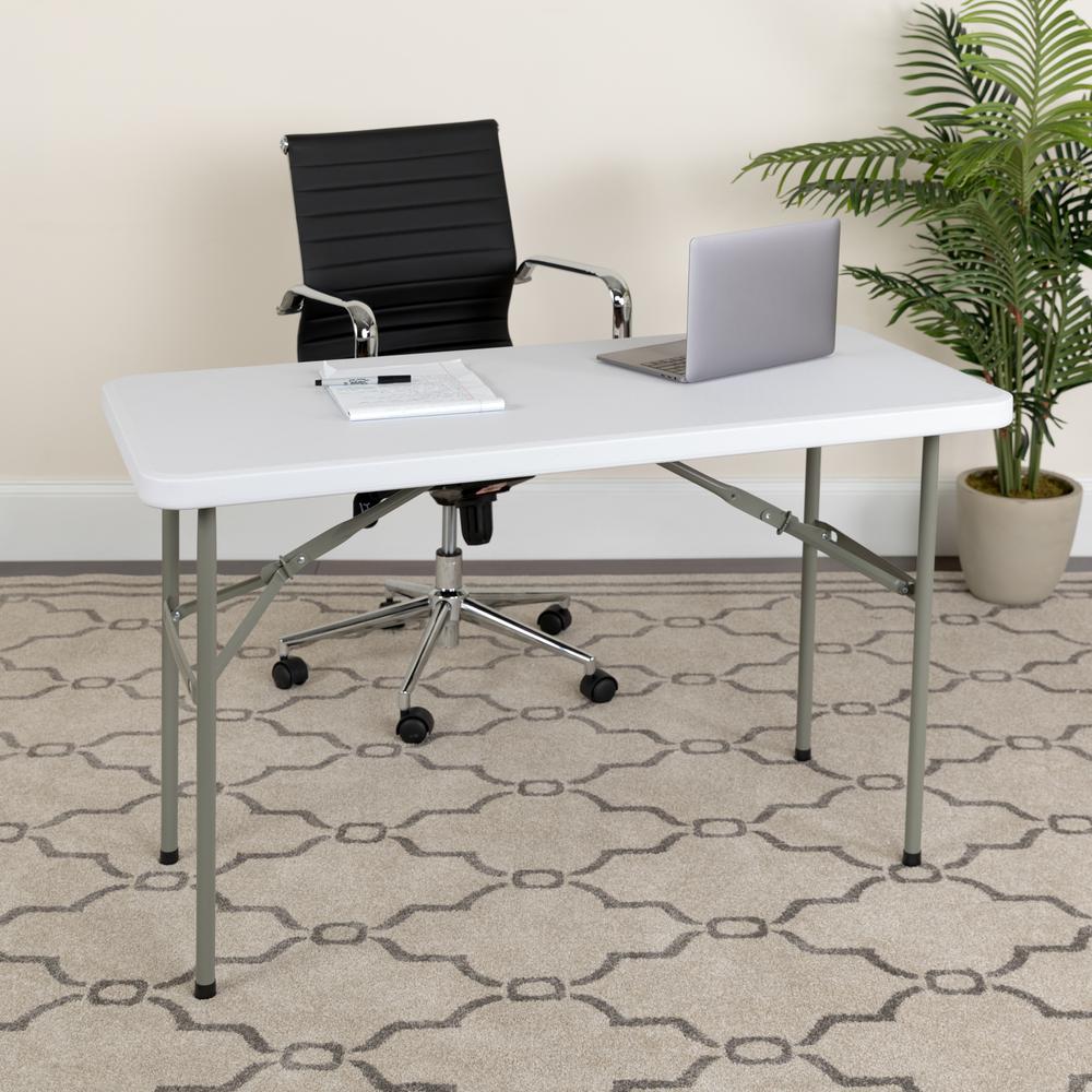 4Foot Granite White Plastic Folding Table