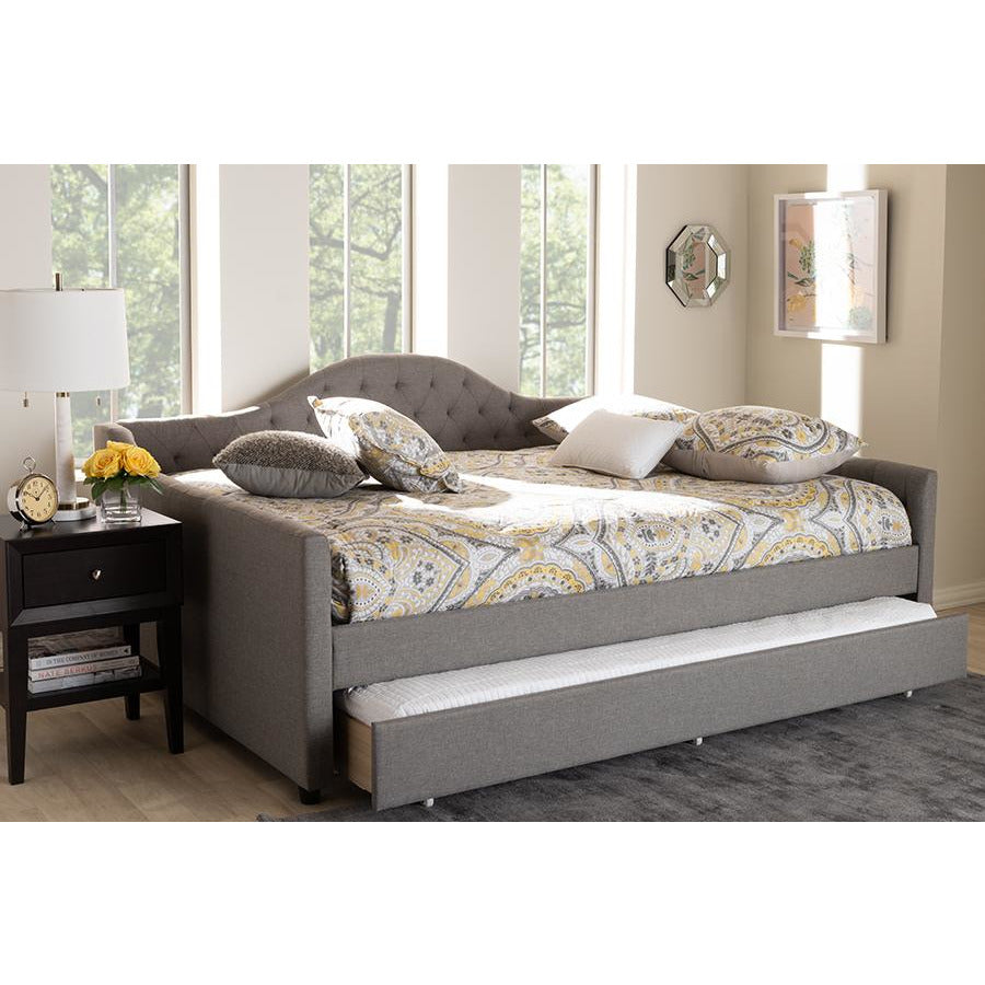 Skyline DecorEliza Modern Grey Fabric Upholstered Full Size Daybed