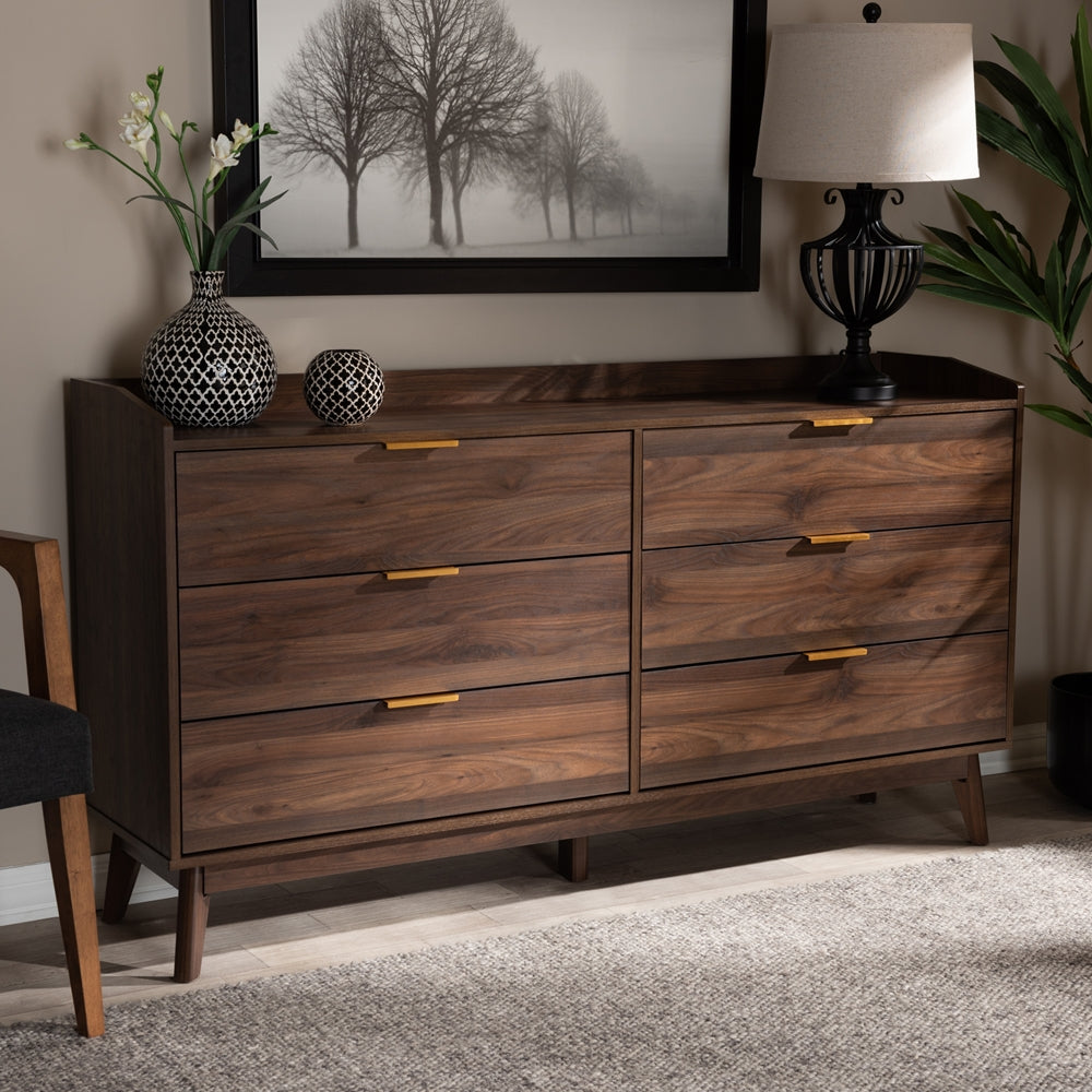 Shop Walnut Brown Finished 6-Drawer Wood Dresser online