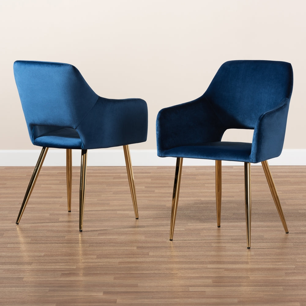Germaine Glam and Luxe Velvet Fabric Upholstered Finished 2-Piece Metal Dining Chair Set main image 0