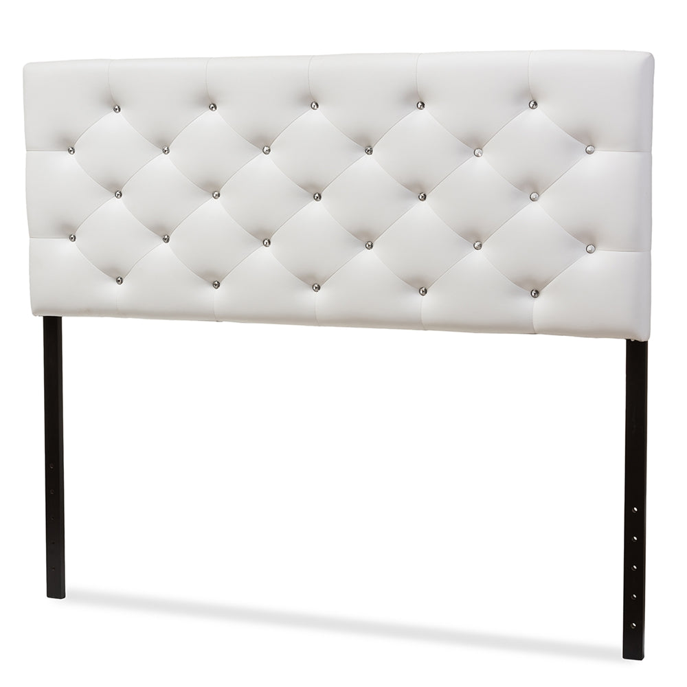 Skyline DecorViviana Modern White Faux Leather Upholstered Button