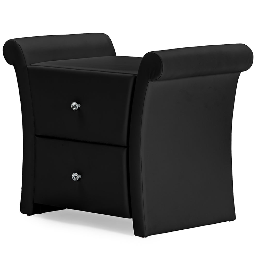 Skyline DecorVictoria Matte Black PU Leather 2 Storage Drawers
