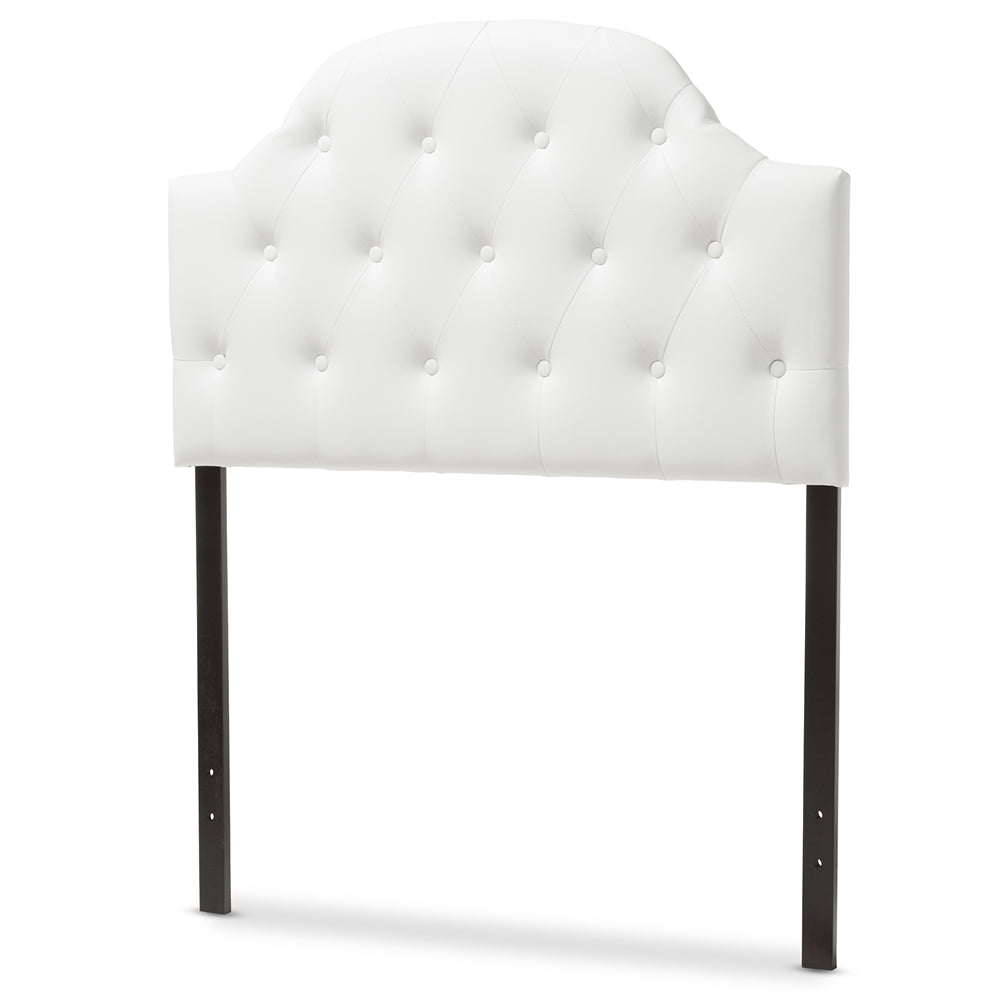 Skyline DecorMorris White Faux Leather Upholstered ButtonTufted