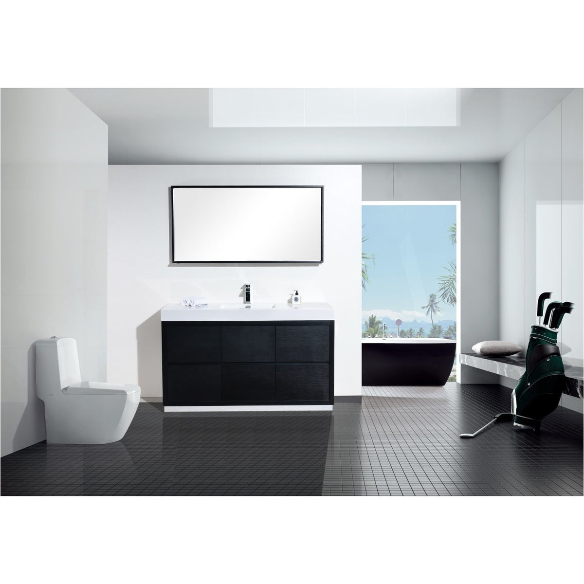 Bliss 60″ Single Sink Black Free Standing Modern Bathroom Vanity
