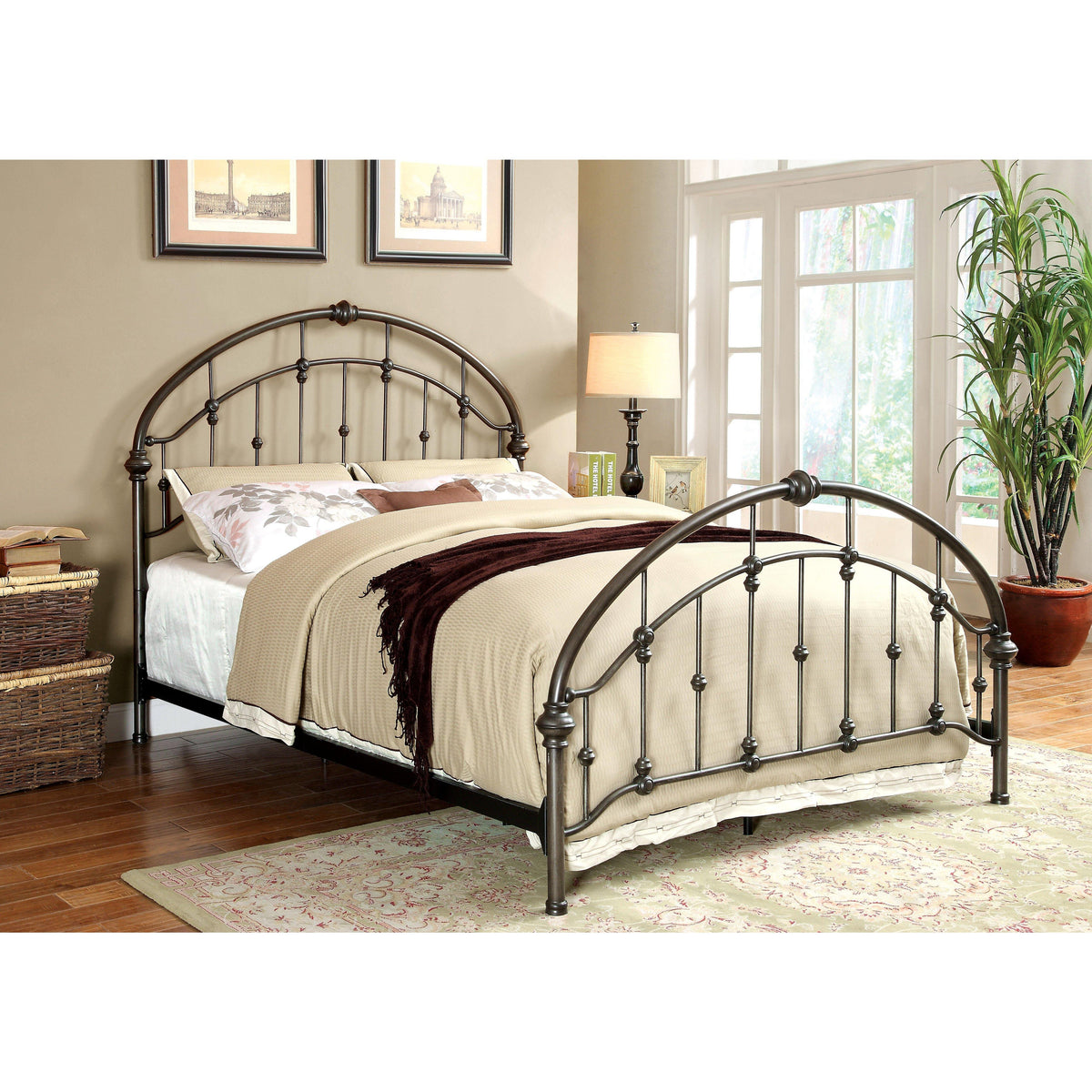 Buy Brown Metal Queen Size Bed Online Skyline Decor