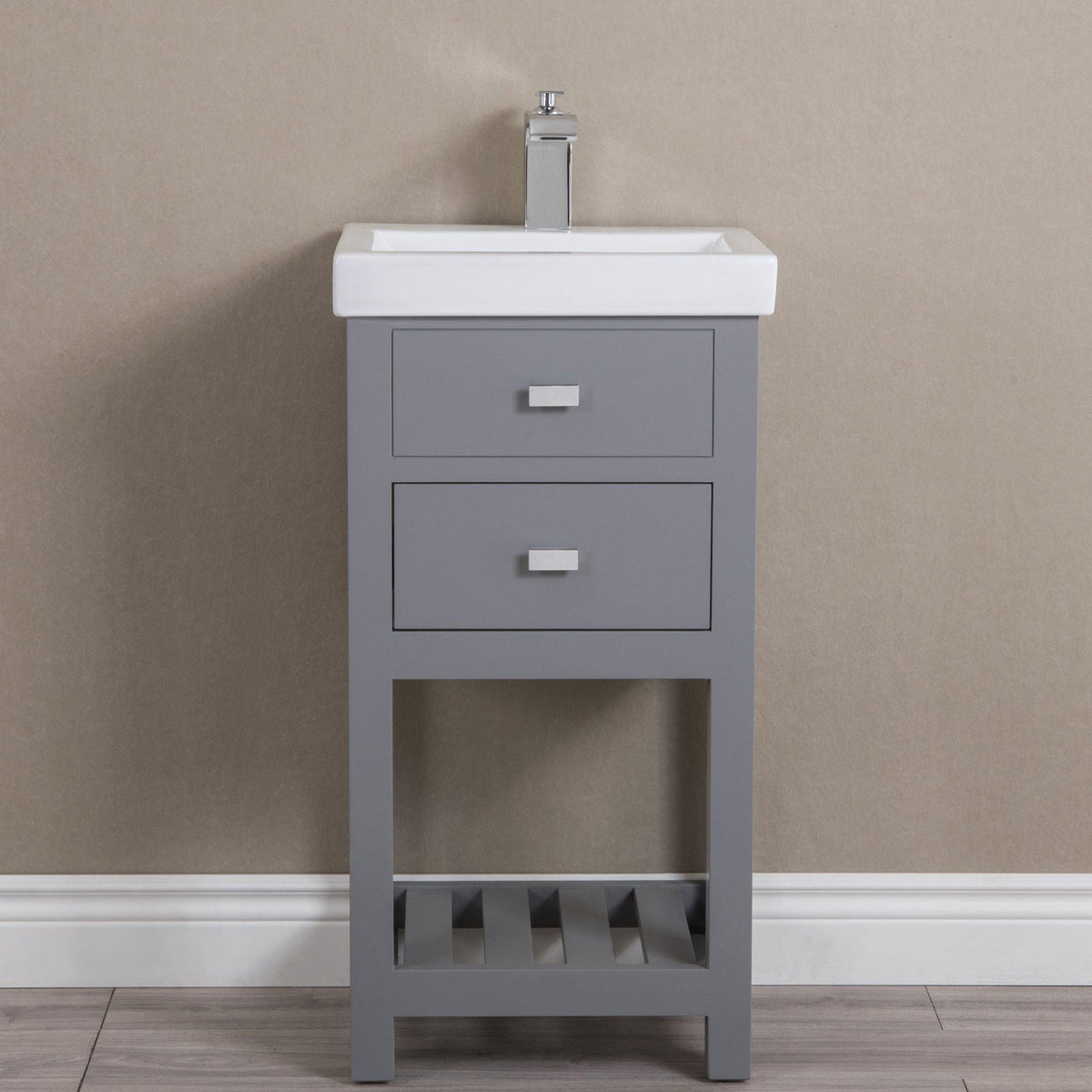 18 Inch Ceramic Free Standing Bathroom Vanity Gray Single Sink