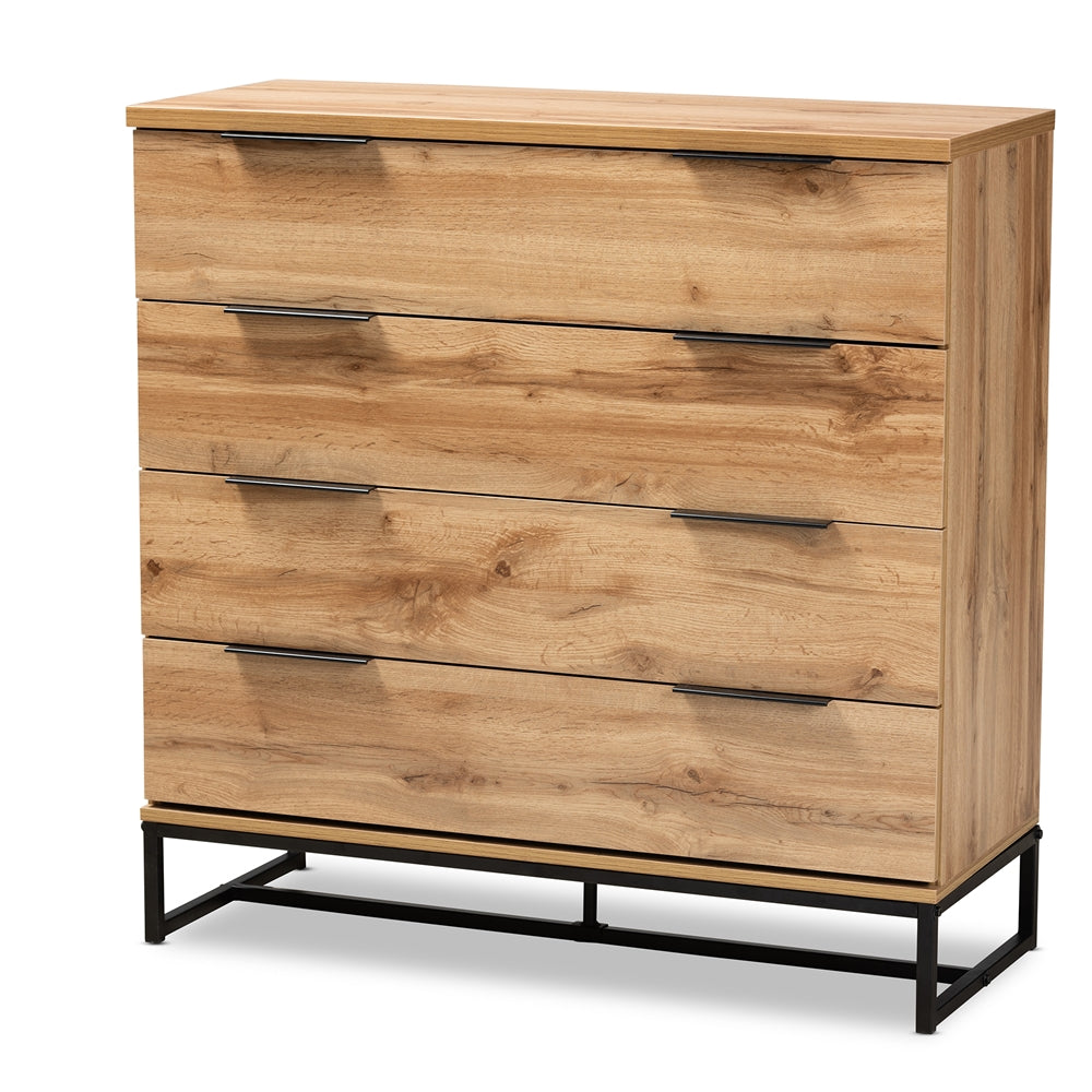 Shop Wood and Black Metal 4-Drawer Dresser online|Skyline Decor