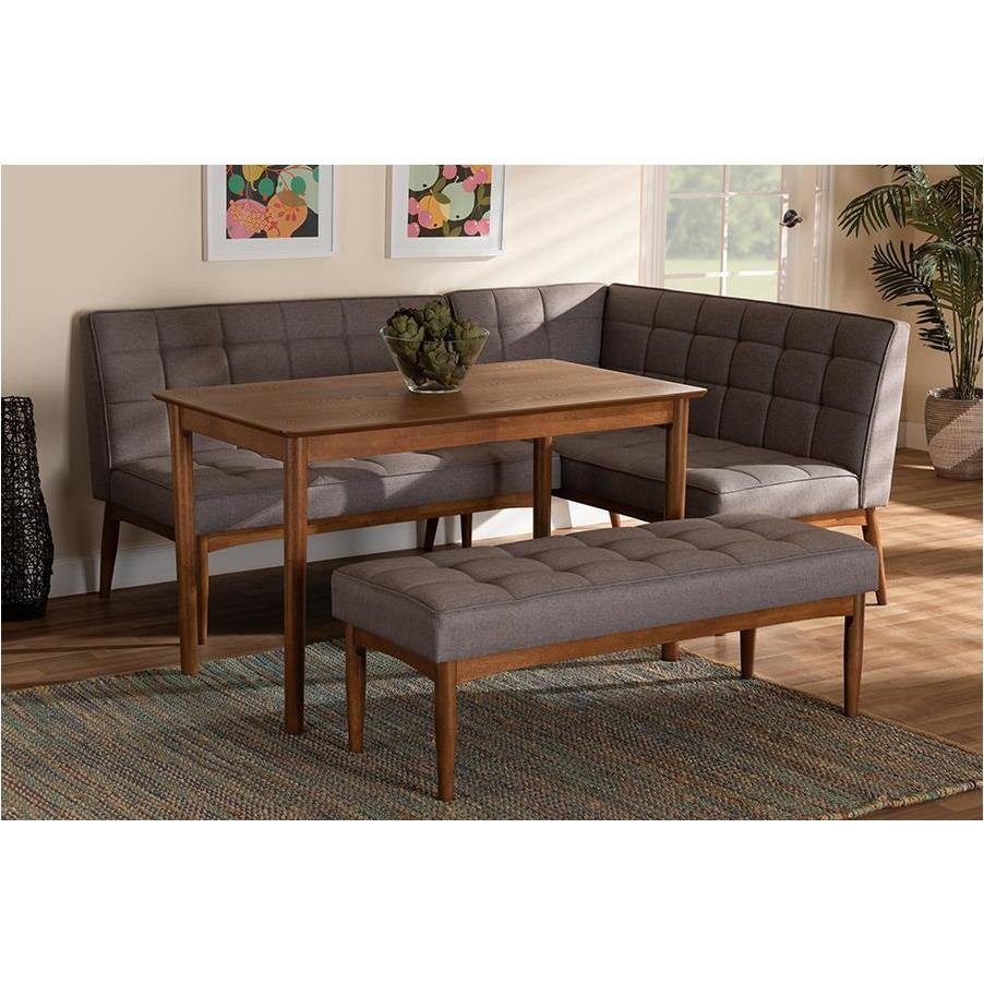 Baxton Studio Sanford Mid-Century Modern Grey Fabric Upholstered and W