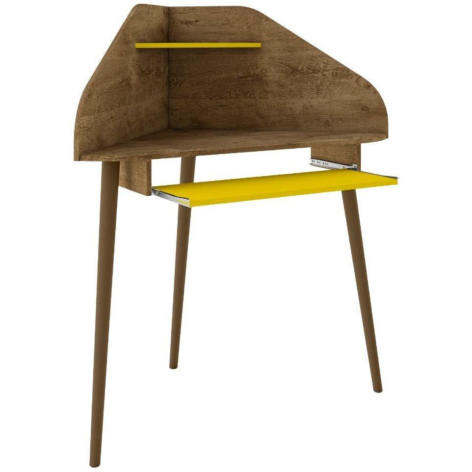 Shop Round Sectional Cubicle Desk in Rustic Brown and Yellow Online ...