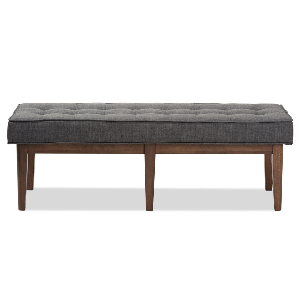 Skyline Decor-Lucca Mid-Century Modern Walnut Wood Dark Grey Fabric ...