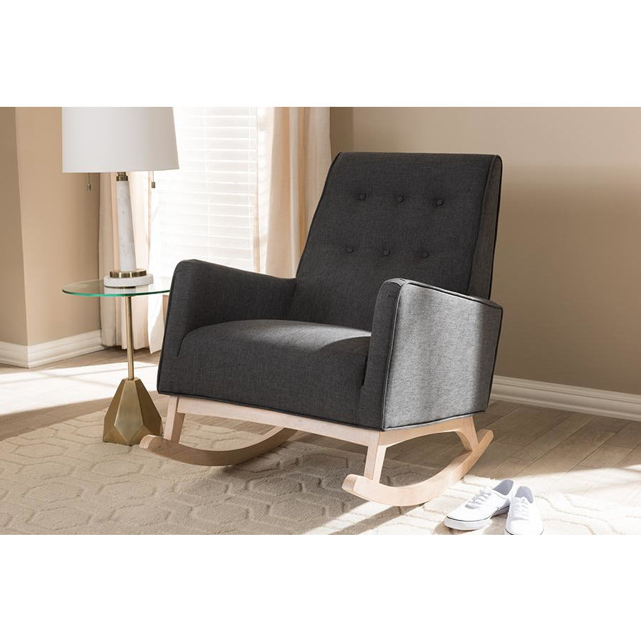 Skyline Decor-Marlena Mid-Century Dark Grey Fabric Upholstered ...
