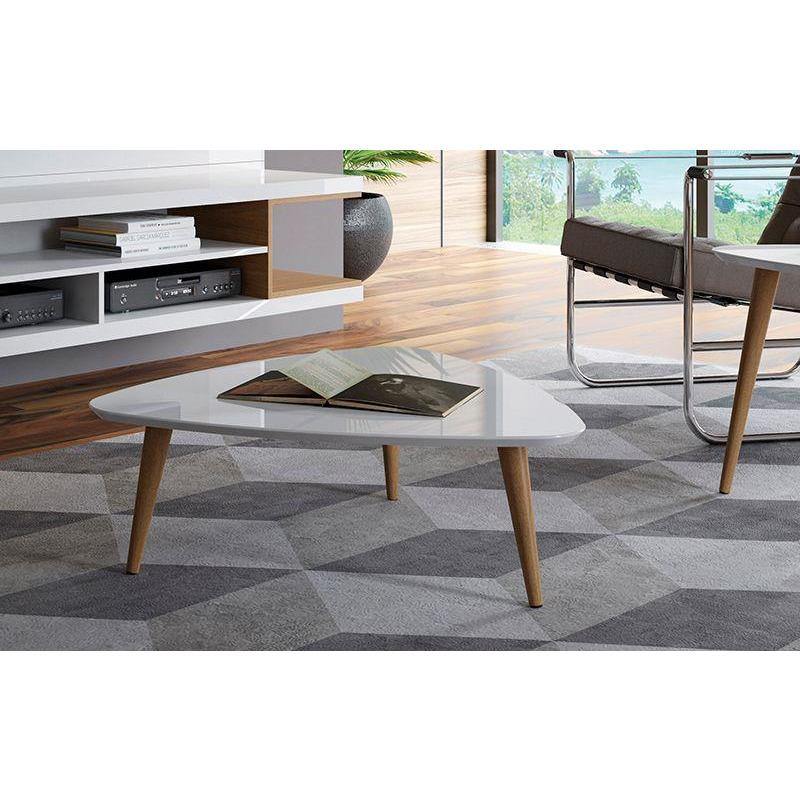 Buy Brown Wood Coffee Table Triangle White Online | Skyline Decor